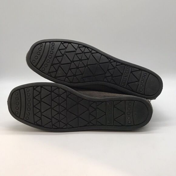 Minnetonka Gray Suede Moccasins Women's 7 Braided Fringe Back Zip Bootie 291T - Picture 8 of 10